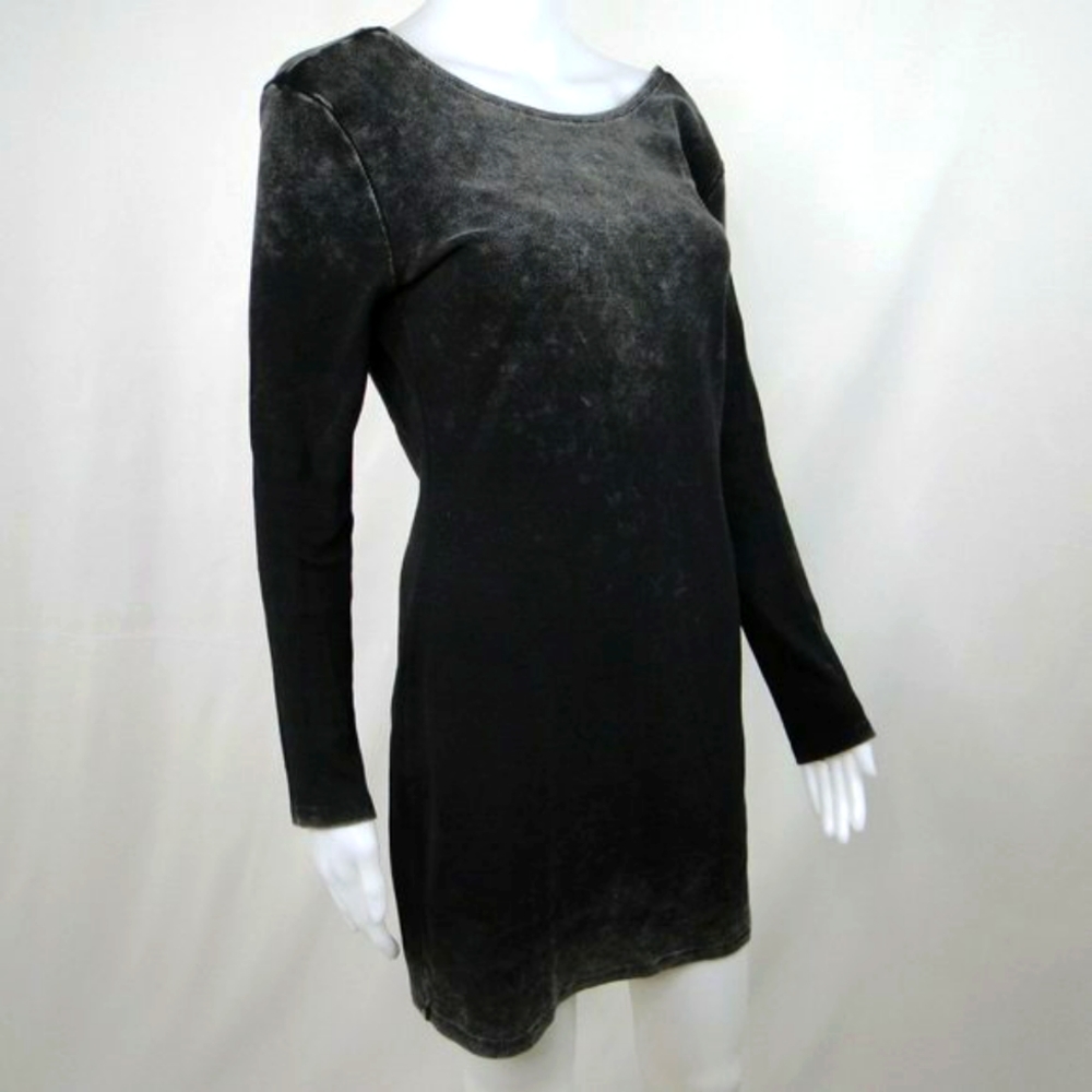 Dark Grey Fade Super Low Cut Back Tunic Top